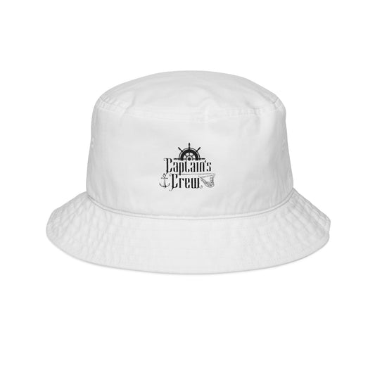 Captain's Crew Embroidered Bucket Hat - White